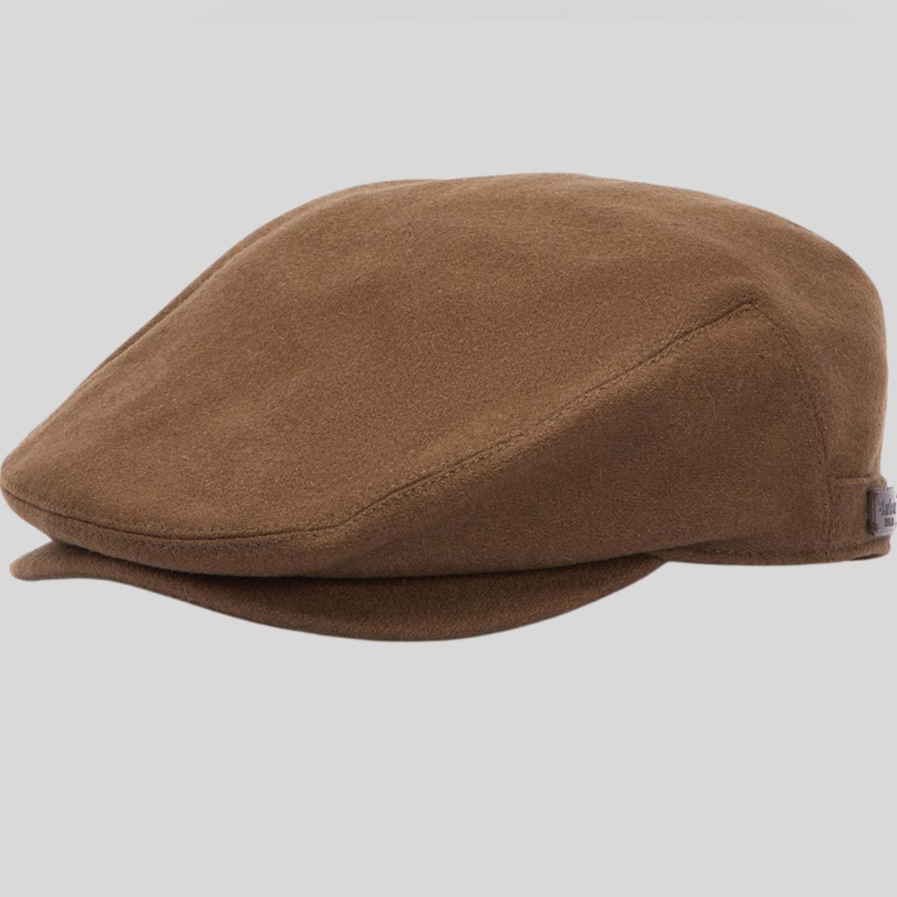 Barbour Brown Wool Driver Cap - Men's Accessory
